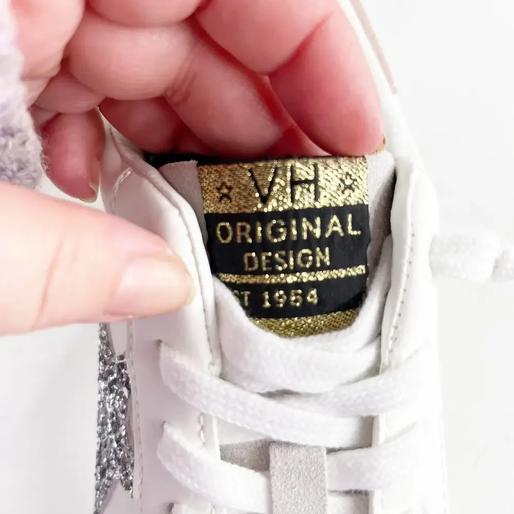 Vintage Havana Mighty Low Top Sneakers Silver Glitter Blue Striped Size 8